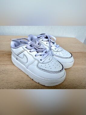 Nike Force 1 Low Toddler White Leather Sneakers 9C
